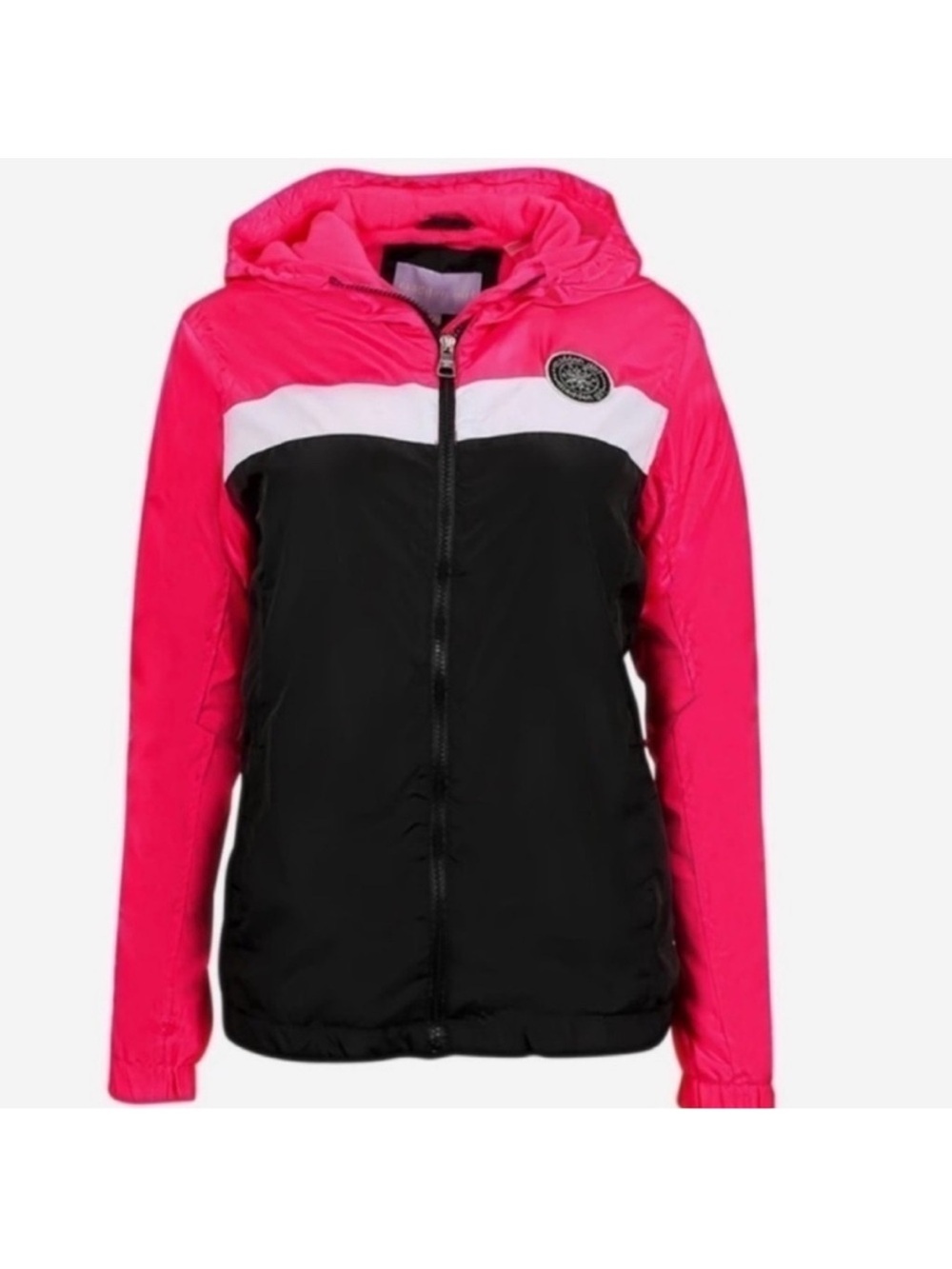 Madden Girl Pink, Black & White Hooded Lightweight Jacket NWT